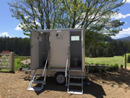 Black Tie Twin toilet trailer open